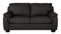 HOME Lukah 2 Seater Leather Sofa Bed - Black.